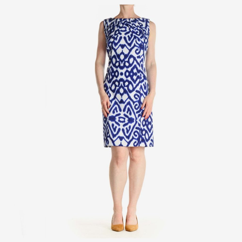 AB Studio Sheath Dress Sleeveless Size 10 Blue Business Cocktail Party Wedding